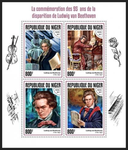Poštové známky Niger 2017 Ludwig van Beethoven Mi# 5117-20 Kat 13€