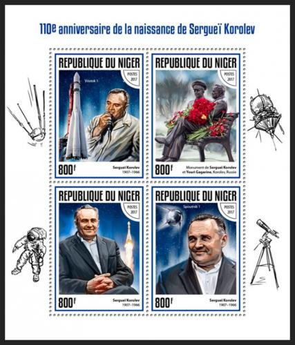Poštové známky Niger 2017 Sergej Koroljov Mi# 5142-45 Kat 13€