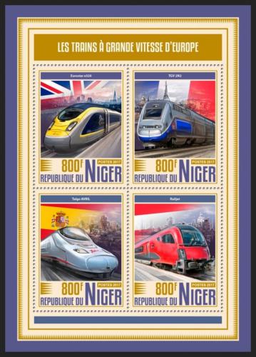 Poštové známky Niger 2017 Moderní lokomotívy Mi# 5286-89 Kat 13€