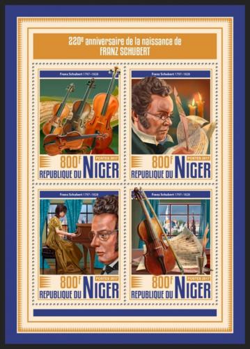 Poštové známky Niger 2017 Franz Schubert Mi# 5306-09 Kat 13€