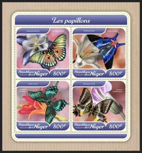 Poštové známky Niger 2017 Motýle Mi# 5368-71 Kat 13€