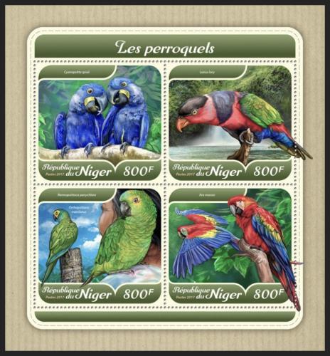 Poštové známky Niger 2017 Papagáje Mi# 5408-11 Kat 13€
