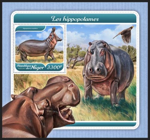 Poštová známka Niger 2017 Hrochy Mi# Block 785 Kat 13€