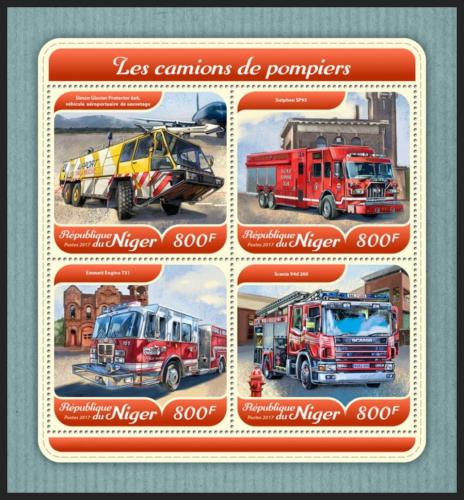 Poštové známky Niger 2017 Hasièská autá Mi# 5453-56 Kat 13€