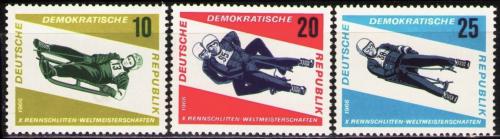 Potov znmky DDR 1966 MS v jzd na sanch Mi# 1156-58