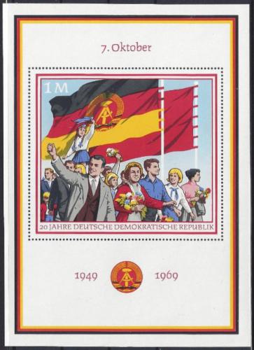 Poštová známka DDR 1969 Vznik republiky, 20. výroèie Mi# Block 29