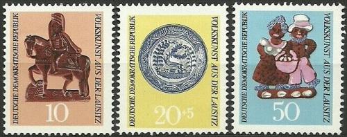 Poštové známky DDR 1969 Lužické lidové umenie Mi# 1521-23