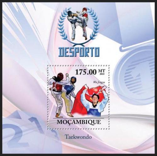 Poštová známka Mozambik 2010 Wu Jingyu, taekwondo Mi# Block 342 Kat 10€