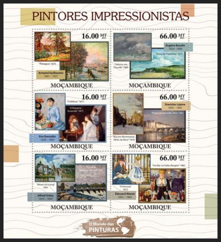 Poštové známky Mozambik 2011 Umenie, impresionismus Mi# 5177-82 Kat 14€