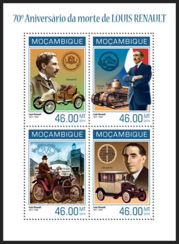 Poštové známky Mozambik 2014 Automobily Renault Mi# 7160-63 Kat 11€