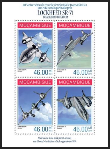Poštové známky Mozambik 2014 Lockheed SR-71 Blackbird Mi# 7195-98 Kat 11€
