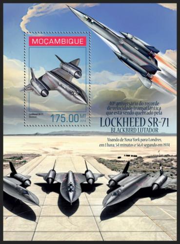 Poštová známka Mozambik 2014 Lockheed SR-71 Blackbird Mi# Block 879 Kat 10€