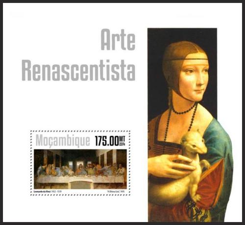 Poštová známka Mozambik 2014 Renesanèní umenie Mi# Block 923 Kat 10€