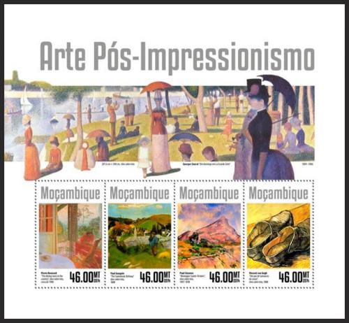 Poštové známky Mozambik 2014 Umenie, postimpresionismus Mi# 7435-38 Kat 10€