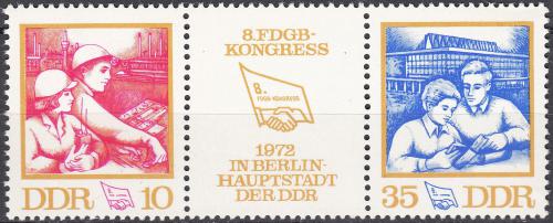 Potov znmky DDR 1972 Kongres Odborov organizace Mi# 1761-62 - zvi obrzok