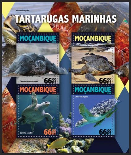 Poštové známky Mozambik 2016 Moøské korytnaèky Mi# 8334-37 Kat 15€