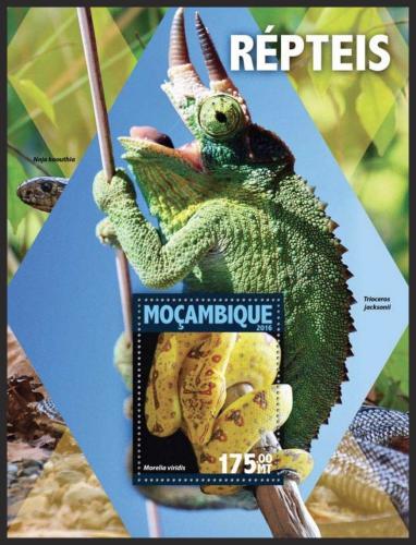 Poštová známka Mozambik 2016 Obojživelníky a plazy Mi# Block 1117 Kat 10€
