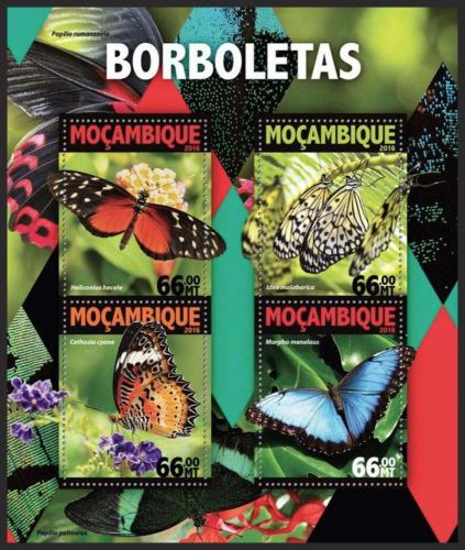 Poštové známky Mozambik 2016 Motýle Mi# 8394-97 Kat 15€
