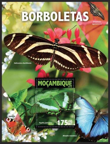 Poštové známky Mozambik 2016 Motýle Mi# Block 1119 Kat 10€