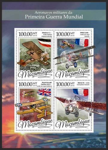Poštové známky Mozambik 2016 Vojnová lietadla Mi# 8624-27 Kat 22€