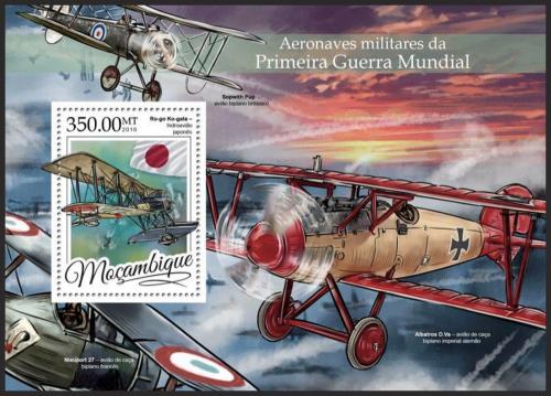 Poštová známka Mozambik 2016 Vojnová lietadla Mi# Block 1165 Kat 20€