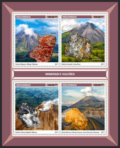 Poštovní známky Mosambik 2017 Sopky a minerály Mi# 9039-42 Kat 22€