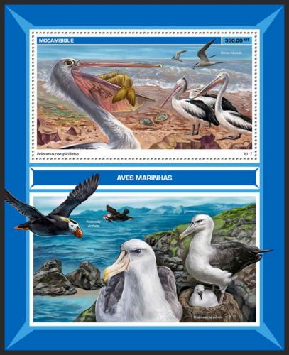 Poštová známka Mozambik 2017 Moøští ptáci Mi# Block 1257 Kat 20€