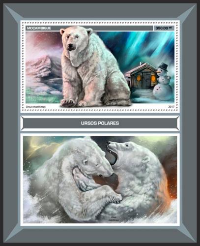 Poštová známka Mozambik 2017 ¼adový medvede Mi# Block 1260 Kat 20€