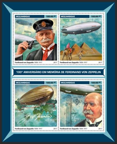 Poštové známky Mozambik 2017 Ferdinand von Zeppelin Mi# 9139-42 Kat 22€