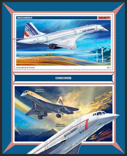 Poštová známka Mozambik 2017 Concorde Mi# Block 1269 Kat 20€