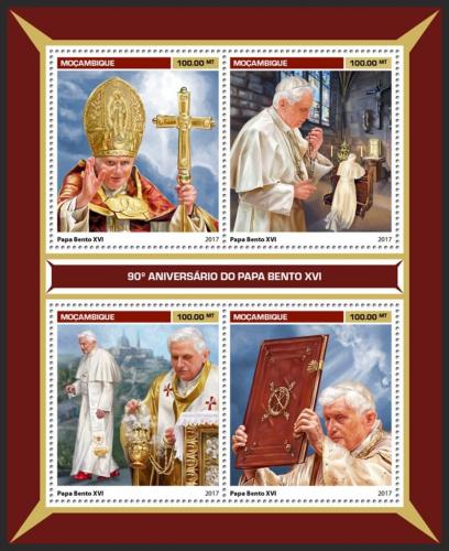 Poštové známky Mozambik 2017 Papež Benedikt XVI. Mi# 9154-57 Kat 22€