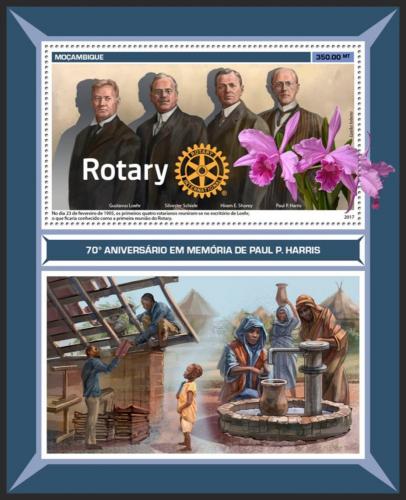Poštová známka Mozambik 2017 Paul Harris, Rotary Intl. Mi# Block 1272 Kat 20€