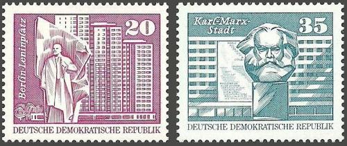 Poštové známky DDR 1973 Výstavba v DDR Mi# 1820-21