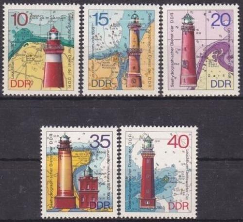 Poštovní známky DDR 1974 Majáky Mi# 1953-57