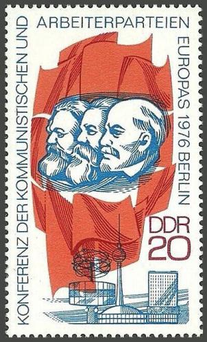 Potov znmka DDR 1976 Karl Marx, Bedich Engels a V. I. Lenin Mi# 2146