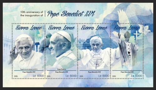 Potov znmky Sierra Leone 2015 Pape Benedikt XVI. Mi# 6657-60 Kat 11