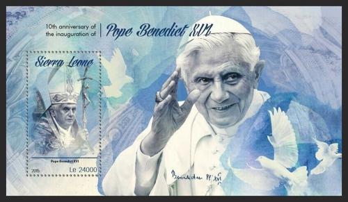 Potov znmka Sierra Leone 2015 Pape Benedikt XVI. Mi# Block 864 Kat 11