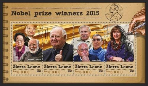 Potov znmky Sierra Leone 2015 Laureti Nobelovy ceny Mi# 6702-05 Kat 11 - zvi obrzok