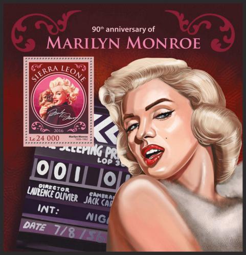 Poštová známka Sierra Leone 2016 Marilyn Monroe Mi# Block 921 Kat 11€