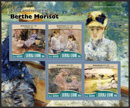 Potov znmky Sierra Leone 2016 Umenie, Berthe Morisot Mi# 7428-31 Kat 11