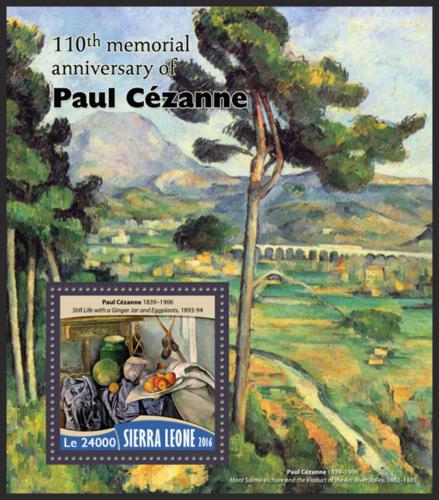 Potov znmka Sierra Leone 2016 Umenie, Paul Czanne Mi# Block 1020 Kat 11 - zvi obrzok
