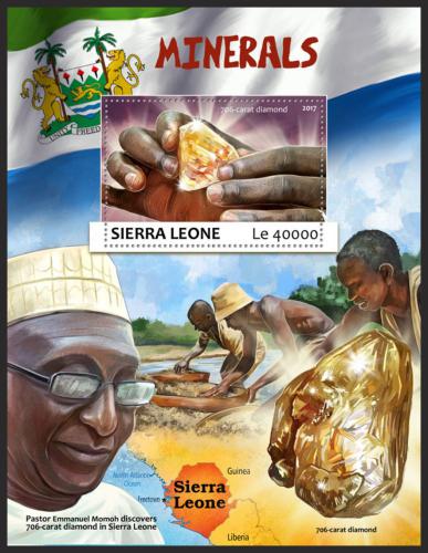 Potov znmka Sierra Leone 2017 Minerly Mi# Block 1211 Kat 11 - zvi obrzok