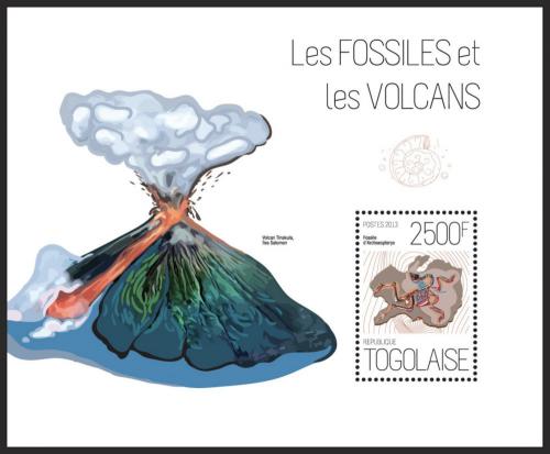 Poštová známka Togo 2013 Fosílie a sopky Mi# Block 846 Kat 10€