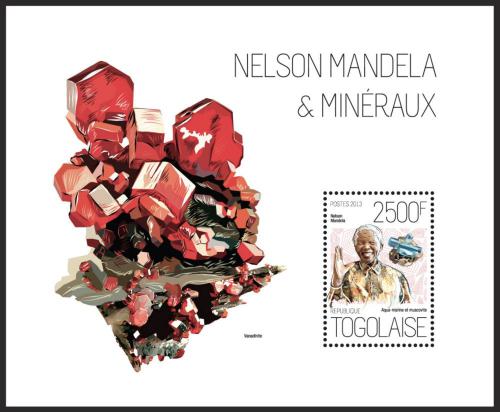 Poštová známka Togo 2013 Minerály a Nelson Mandela Mi# Block 854 Kat 10€