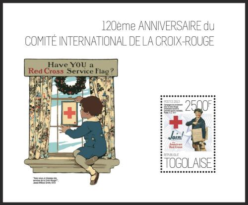 Poštová známka Togo 2013 Èervený kríž, 150. výroèie Mi# Block 861 Kat 10€