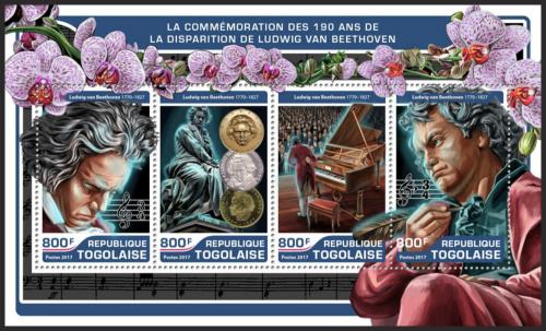 Poštové známky Togo 2017 Ludwig van Beethoven Mi# 8064-67 Kat 13€