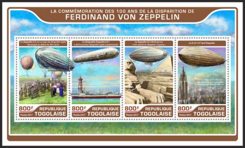Poštové známky Togo 2017 Ferdinand von Zeppelin Mi# 8084-87 Kat 13€