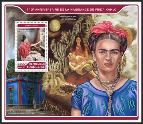 Potov znmka Togo 2017 Umenie, Frida Kahlo Mi# Block 1434 Kat 13
