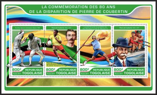 Poštové známky Togo 2017 Pierre de Coubertin Mi# 8129-32 Kat 13€