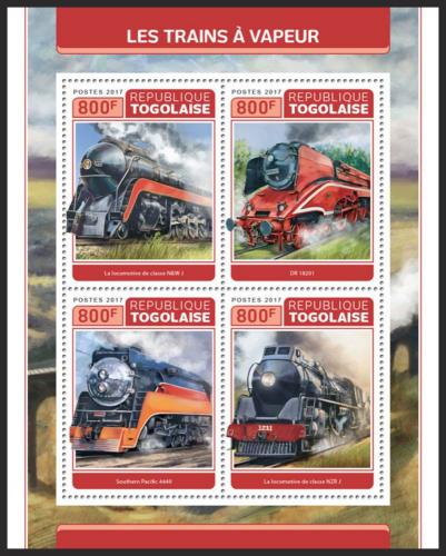 Poštové známky Togo 2017 Parní lokomotívy Mi# 8244-47 Kat 13€